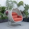 Leisuremod Mendoza Light Grey Wicker Hanging 2 person Egg Swing Chair with Cherry Cushions MSCLGR-53CHR - alternate 7