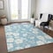 Homeroots 8' X 10' Sky Blue And Ivory Floral Washable Indoor Outdoor Area Rug 599925 - alternate 7