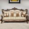Homeroots 42" Beige Polyester Blend Curved Damask Sofa And Toss Pillows With Brown Legs 348225 - alternate 4