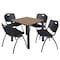 Regency Square Kee Breakroom Table W/ 4 M Stack Chairs, 30 in W, 30 in L, Noble Oak TB3030NOBPBK47BK - alternate 1