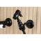 Kingston Brass Two-Handle Wall Mount Bridge Kitchen Faucet with Brass Sprayer, Matte Black KS2440PLBS - alternate 4