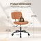 Yssoa HealSmart Small Office Desk Chair with Wheels, Armless Desk Chair with Lumbar Support, PU Leather L 3A88FNCHAIRDESKBRN01 - alternate 4