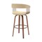 Homeroots 31" Cream And Wood Brown Faux Leather Swivel Bar Height Bar Chair 534469 - alternate 8