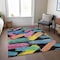 Homeroots 8' X 10' Black Pink And Yellow Striped Washable Indoor Outdoor Area Rug 618043 - alternate 7
