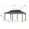 Sunjoy 12ftx20ft Wood Gazebo, Outdoor Patio Steel Hardtop Gazebo, Cedar Framed Wooden Gazebo, Matte Black A1020326F1 - alternate 5