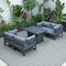 Leisuremod Chelsea 5-Piece Sectional Loveseat and Fireplace Set Black Aluminum with Blue Cushions CSFCBL-4BU - alternate 6