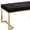 Homeroots 40in Black and Champagne Upholstered Faux Fur Bench 286427 - alternate 5