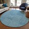 Homeroots 8' Teal Blue And Ivory Round Geometric Washable Indoor Outdoor Area Rug 596976 - alternate 8