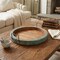 Homeroots 15in Natural And Turquoise Solid Wood Handmade Round Serving Tray With Handles 724231 - alternate 3