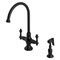 Kingston Brass Two-Handle Single-Hole Kitchen Faucet with Brass Sprayer, Matte Black KS1760ALBS - alternate 1