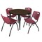 Regency Round Kahlo Breakroom Table W/ 4 M Stack Chairs, 36 in W, 36 in L, Neo Walnut TPL36RNDNWBK47BY - alternate 1