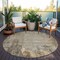 Homeroots 8' Brown And Beige Round Abstract Washable Indoor Outdoor Area Rug 612312 - alternate 7