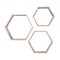 Homeroots Set of Three Gray Wood Hexagon Wood Open Box Shelves, 3PK 380354 - alternate 1