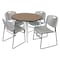 Regency Round Kahlo Breakroom Table W/ 4 Zeng Stack Chairs, 42 in W, 42 in L, Noble Oak TPL42RNDNOCM44GY - alternate 1