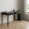 Homeroots 43" Black Fir Solid Wood Writing Desk With Two Drawers 402019 - alternate 5