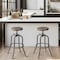 Homeroots Set of Two Walnut and Black Wood and Iron Backless Adjustable Height Swivel Bar Chairs 610391 - alternate 7