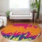 Homeroots 8' Pink Orange And Blue Round Abstract Washable Indoor Outdoor Area Rug 613640 - alternate 6
