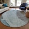 Homeroots 8' Teal Blue Aqua And Gray Round Abstract Washable Indoor Outdoor Area Rug 582034 - alternate 4