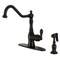 Kingston Brass Single-Handle Kitchen Faucet with Brass Side Sprayer, Matte Black GSY7700ACLBS - alternate 1