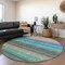 Homeroots 8' Sage Teal Blue And Tan Round Striped Washable Indoor Outdoor Area Rug 614829 - alternate 5