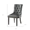Homeroots Set of Two Tufted Dark Gray and Black Upholstered Faux Leather Dining Side Chairs 543521 - alternate 6