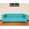 Homeroots 84" Teal Blue Faux Leather Sofa With Black Legs 530488 - alternate 1