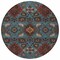 Homeroots 8' Denim Blue Brick Red And Brown Round Oriental Washable Indoor Outdoor Area Rug 597682 - alternate 7