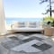Homeroots 8' Pewter And Black Round Geometric Washable Indoor Outdoor Area Rug 605863 - alternate 5
