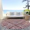 Homeroots 8' Burgundy And Ivory Round Striped Washable Indoor Outdoor Area Rug 583410 - alternate 8