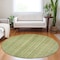 Homeroots 8' Artichoke Green Fern Green And Gold Round Striped Washable Indoor Outdoor Area Rug 616396 - alternate 7