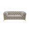 Homeroots 74in Beige And Gold Velvet Chesterfield Loveseat 489282 - alternate 1