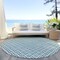 Homeroots 8' Teal Blue And Ivory Round Geometric Washable Indoor Outdoor Area Rug 614781 - alternate 5
