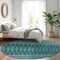 Homeroots 8' Teal Blue Aqua And Ivory Round Tribal Washable Indoor Outdoor Area Rug 582592 - alternate 7