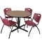 Regency Round Cain Breakroom Table W/ 4 M Stack Chairs, 48 in W, 48 in L, Noble Oak TB48RNDNO47BY - alternate 1