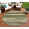 Homeroots 8' Olive Green Round Abstract Washable Indoor Outdoor Area Rug 608749 - alternate 1