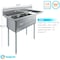 Amgood 57 1/4 in. x 23.5 in. Stainless Steel Two Compartment Sink with 18 in. x 18 in. Bowls and 18 in. Right Drainboard SINK S2C-181812-18R-NF-Z - alternate 3