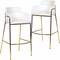 Leisuremod Axis Velvet/Polyester/Leather Bar Stool - Stainless Steel Base, Low Back & Armrests, 2PK ACG29W2 - alternate 1