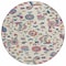 Homeroots 8' Linen Pink And Denim Blue Round Floral Washable Indoor Outdoor Area Rug 597826 - alternate 7