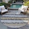 Homeroots 8' Gray Brown And Beige Round Striped Washable Indoor Outdoor Area Rug 598354 - alternate 6
