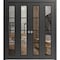Sartodoors Sliding Closet Double Bi-fold Doors, Lucia 2466 Matte Black with Clear Glass and Aluminum Strips,  LUCIA2466DBF-BLK-72 x 80 (4* 18x80) - alternate 1