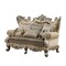 Homeroots 72in Cream And Platinum Damask Chesterfield Loveseat and Toss Pillows 348223 - alternate 2