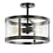 Jonathan Y Herndon 2-Light 15" Iron/Glass Modern LED Flush Mount, Black JYL6701A - alternate 9