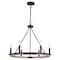 Vaxcel Russel 6 Light Matte Black and Weathered Gray Farmhouse Candle Wheel Chandelier H0274 - alternate 1