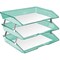 Acrimet Facility 3 Tier Letter Tray Side Load Letter Size Desktop File Organizer Plastic Clear Green 255.5 - alternate 6