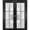 Sartodoors Sliding Double Pocket Door Frosted Tempered Glass Planum 2122 Black 64x84 (2* 32x84) Solid Core PLANUM2122DP-BLK-64 x 84 (2* 32x84) - alternate 1