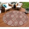Homeroots 8' Orange Beige And Gray Round Floral Medallion Washable Indoor Outdoor Area Rug 614625 - alternate 1