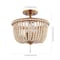 Jonathan Y Allie 14" 3-Light Bohemian Farmhouse Wood Bead/Iron LED Semi Flush Mount, Antique Gold/Light Taupe JYL9020C - alternate 8