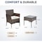 Yssoa 3-Piece Patio Furniture Set Outdoor Rattan Wicker Chairs with Comfortable Cushions and Glass 3A88FNSOFASET3RATTANBRN - alternate 7