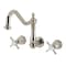 Kingston Brass Two-Handle Wall Mount Kitchen Faucet, Polished Nickel KS1286BEX - alternate 1