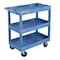 Luxor Deep Shelf Utility Cart, High Density Polyethylene (Shelf)/Polyvinyl Chloride (Leg), 3 Shelves EC111HD-BU - alternate 20